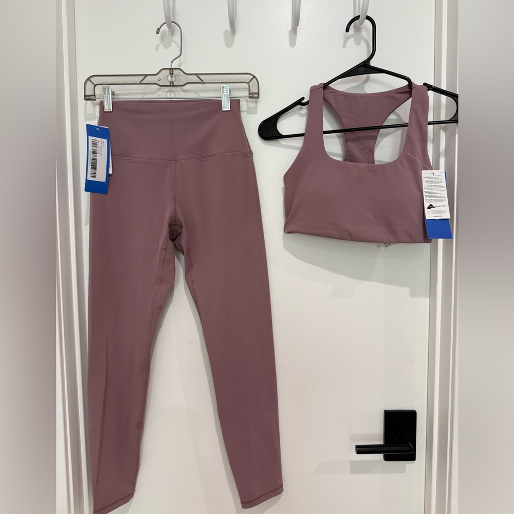 New Mauve High-Waisted Leggings + Bra